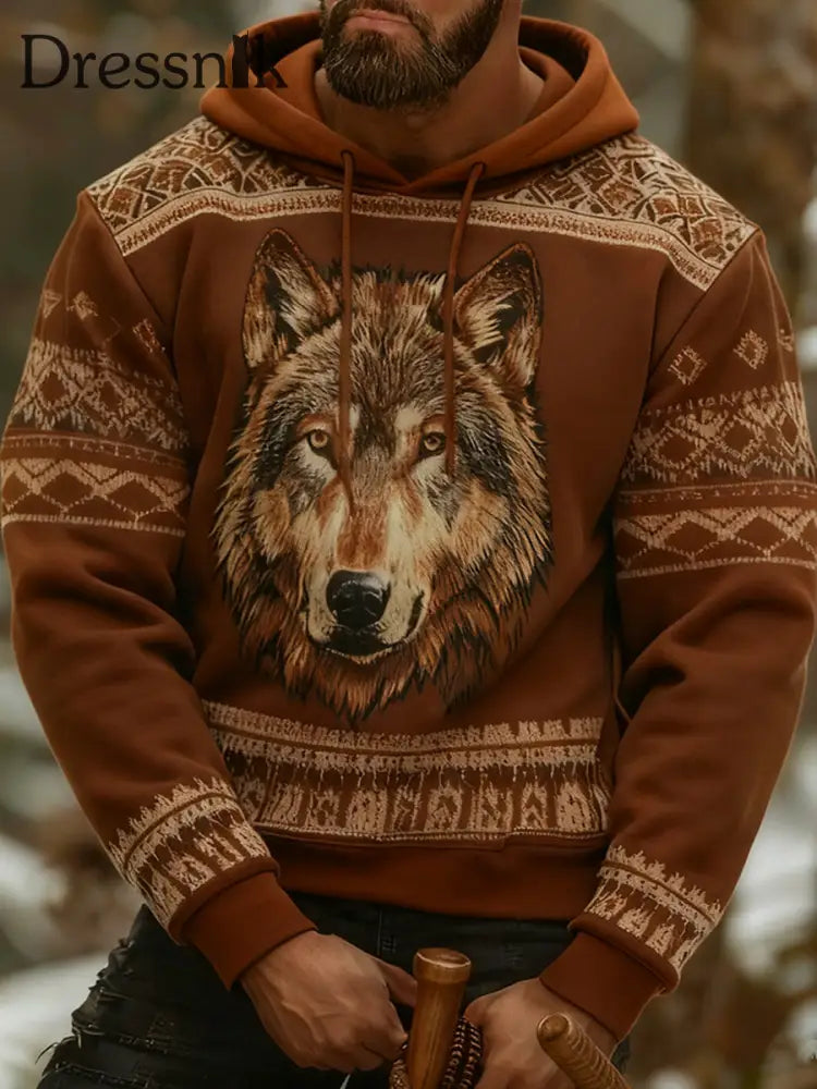 Herren Viking Hoodie Braun / S