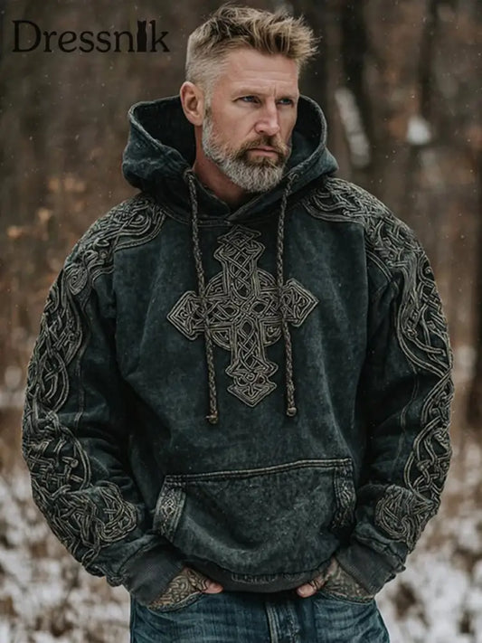 Herren Viking Hoodie Schwarz / S