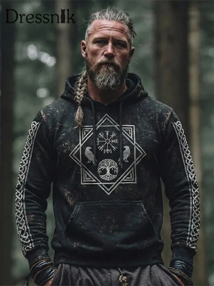 Herren-Viking-Hoodie Schwarz / S