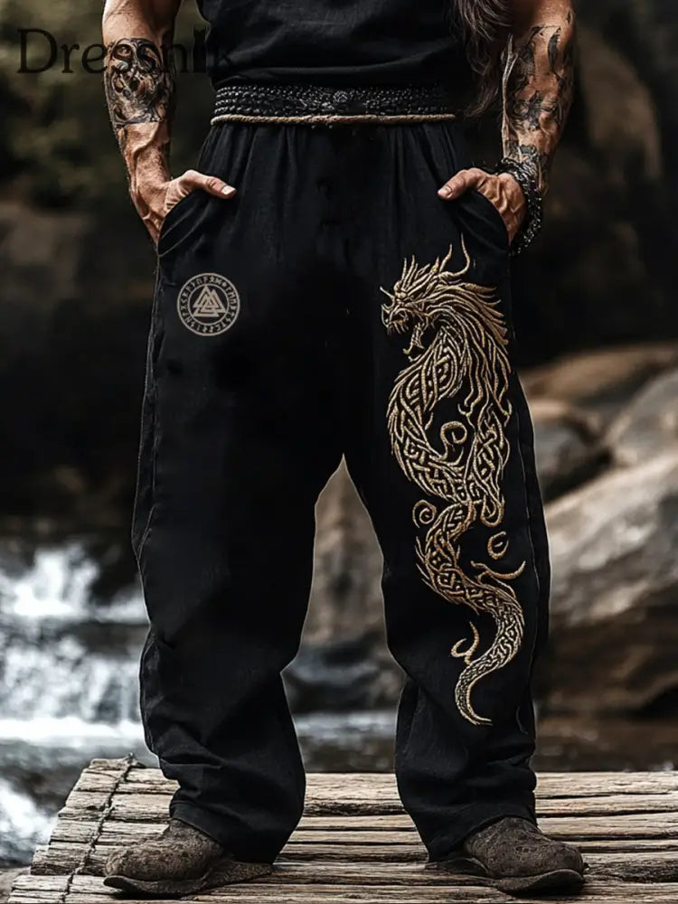 Herren Viking Hosen Schwarz / S