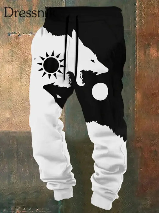 Herren Viking Hosen Schwarz und Weiß / S