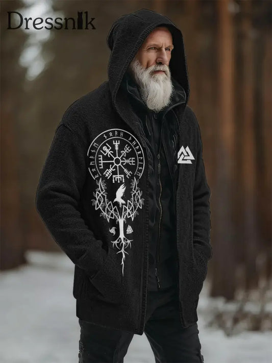 Herren Viking Kapuzen strickjacke Schwarz / S