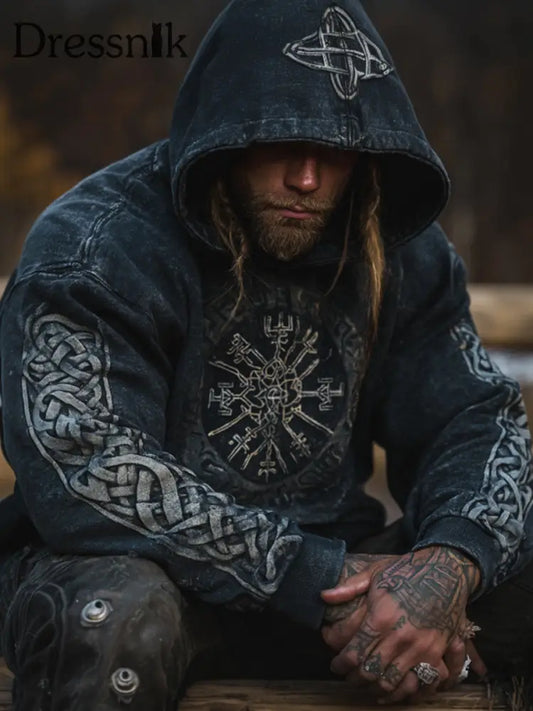 Herren Viking Kapuzen-Sweatshirt Dunkelgrau / S