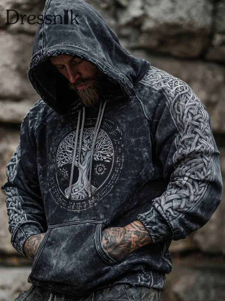 Herren Viking Kapuzen-Sweatshirt Dunkelgrau / S