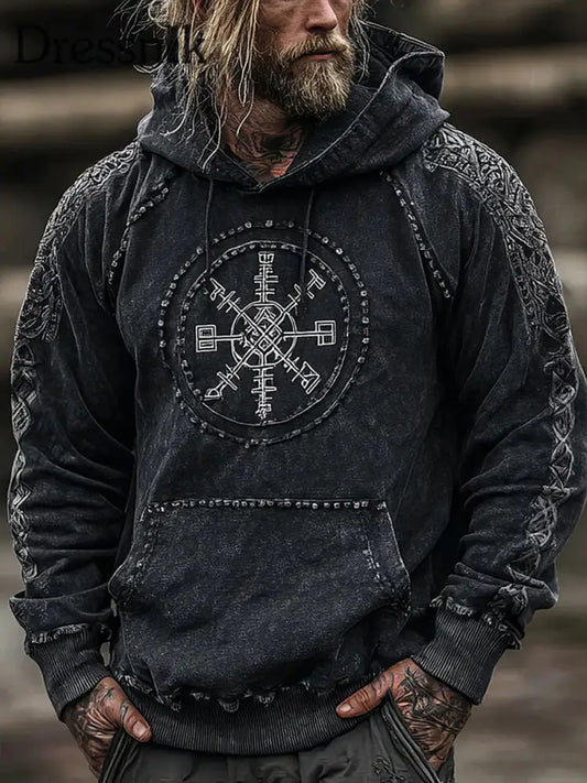 Herren Viking Kapuzen-Sweatshirt Schwarz / S