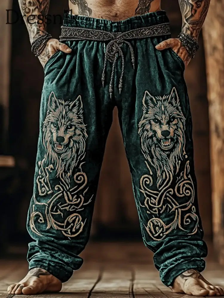 Herren Viking lose Hose Dunkelgrün / S