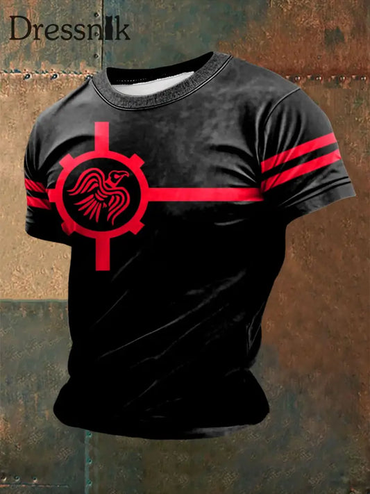 Herren Viking Raven Flagge Bedruckt Kurzarm T-Shirt Schwarz / S