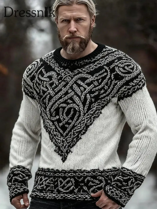 Herren Viking Sweatshirt Schwarz und Weiß / S