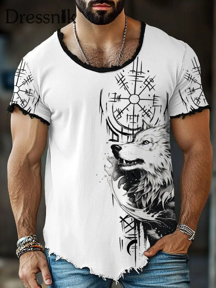 Herren Viking Wolf Fringe T-Shirts als bild / S
