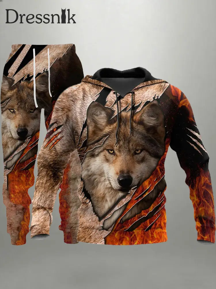 Herren Viking Wolf Hoodie und Jogging hose Set als bild / S