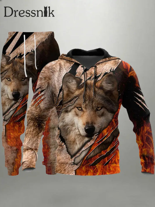 Herren Viking Wolf Hoodie und Jogging hose Set als bild / S