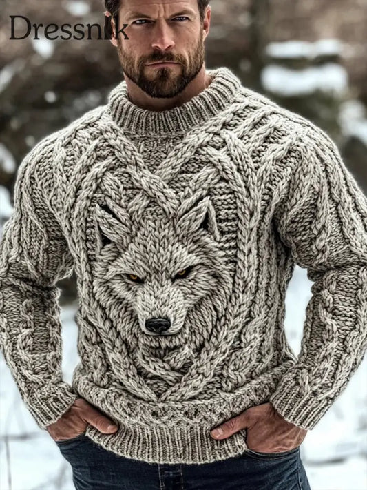 Herren Viking Wolf Pullover Cremig-Weiß / S