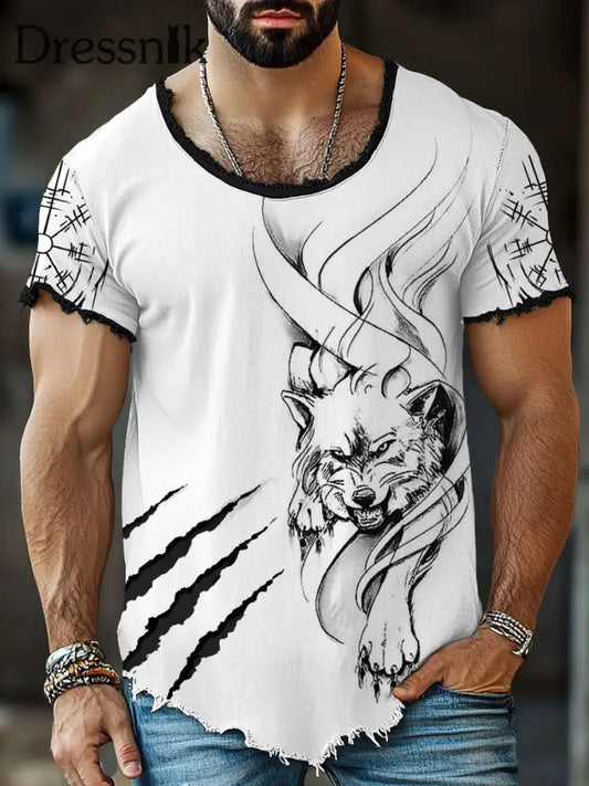 Herren Viking Wolf Scratch Fringe T-Shirts als bild / S