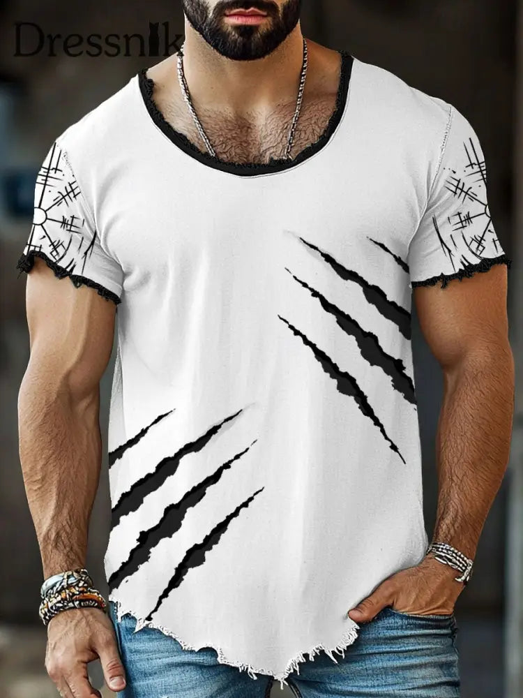 Herren Viking Wolf Scratch Fringe T-Shirts als bild / S