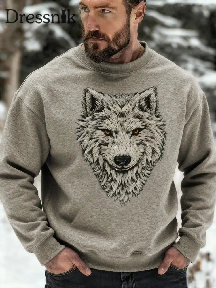 Herren Viking Wolf Sweatshirt Aprikose / S