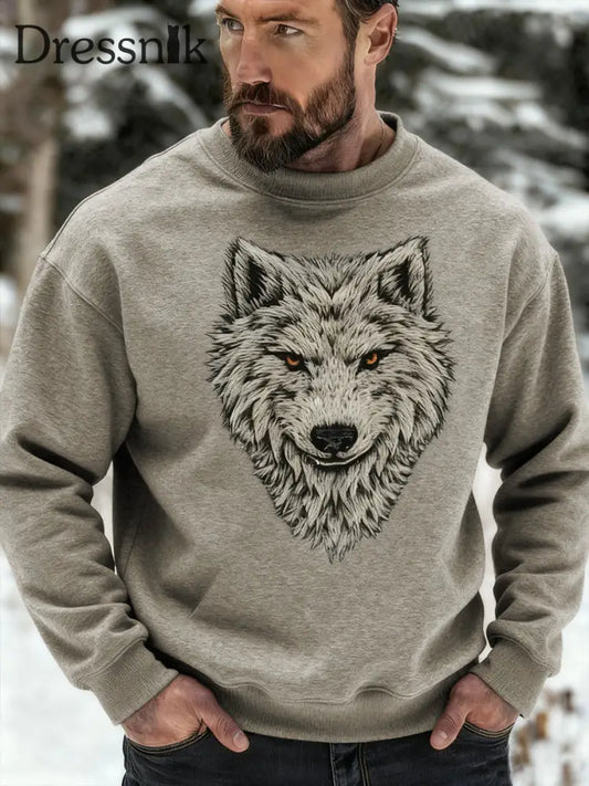 Herren Viking Wolf Sweatshirt Aprikose / S