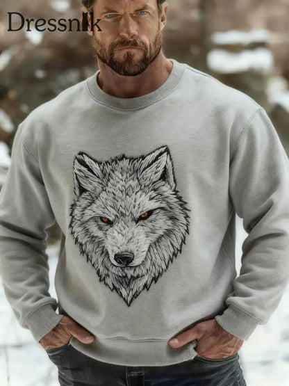 Herren Viking Wolf Sweatshirt Hellgrau / S