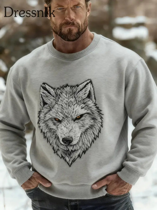 Herren Viking Wolf Sweatshirt Hellgrau / S