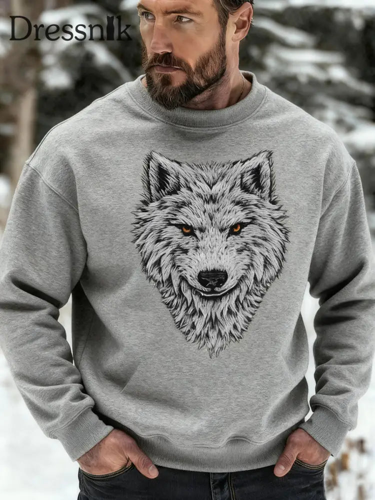 Herren Viking Wolf Sweatshirt Hellgrau / S