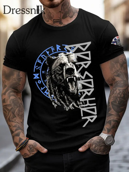 Herren Viking Wolf T-Shirts Schwarz / S