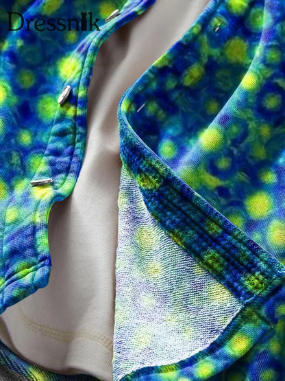 Herren Vintage Abstrakt Unregelmäßige Dot Art Print Weiche Revers Langarm Taschen Hemd