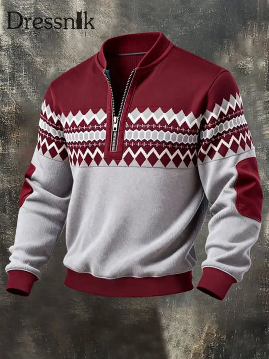 Herren Vintage Bedruckte Zip-Up-Jacke Rot / S