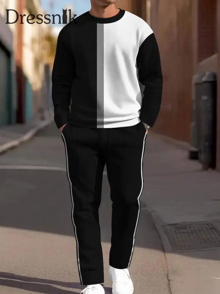 Herren Vintage Business Casual Minimalist Hosen set mehrfarbig / S