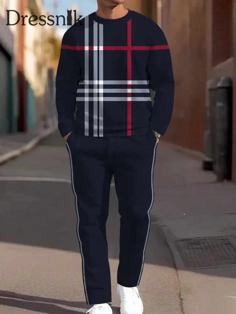 Herren Vintage Business Casual Minimalist Hosen set Schwarz / S