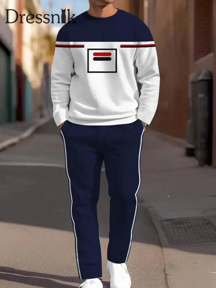 Herren Vintage Business Casual Minimalist Hosen set Weiß / S