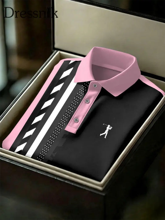 Herren Vintage Business Style bedrucktes lässiges Polos hirt als bild / S