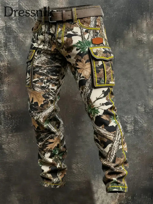 Herren Vintage Camouflage Distressed Pocket Work Pants als bild / S