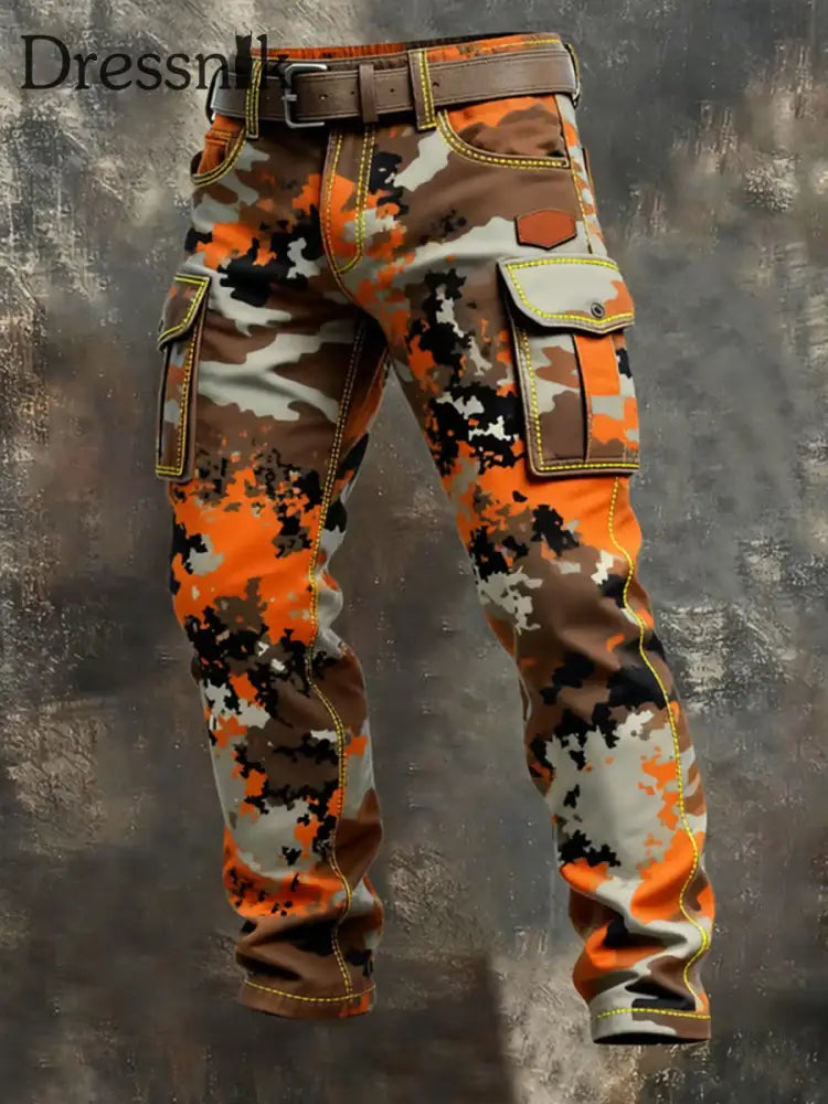 Herren Vintage Camouflage Distressed Pocket Work Pants als bild / S