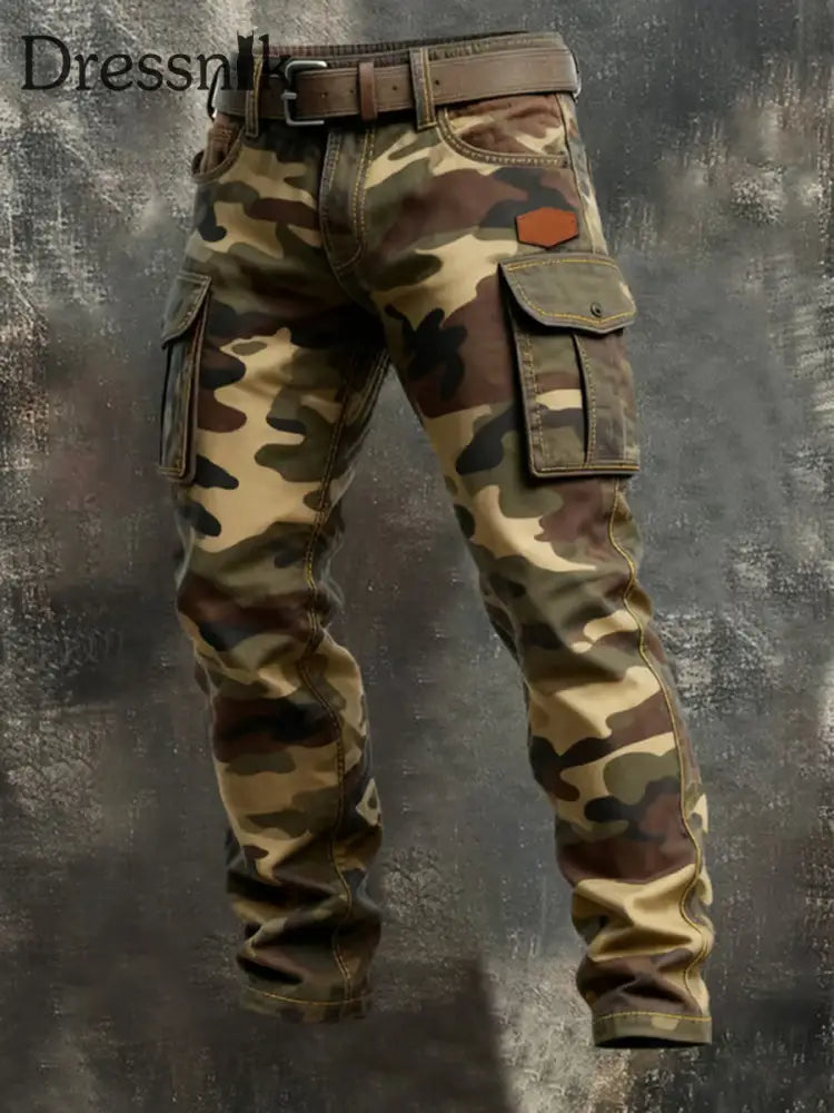 Herren Vintage Camouflage Distressed Pocket Work Pants als bild / S