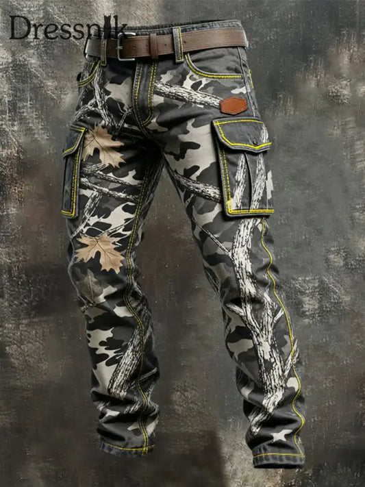 Herren Vintage Camouflage Distressed Pocket Work Pants als bild / S