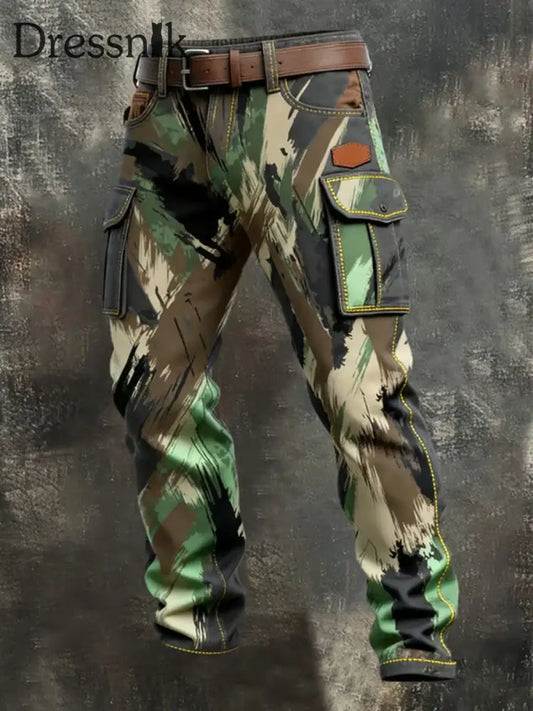 Herren Vintage Camouflage Distressed Pocket Work Pants als bild / S