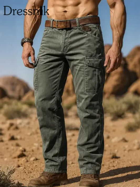 Herren Vintage Cargo hosen Armee grün / S