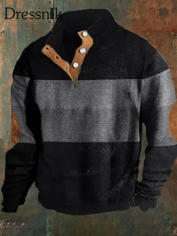 Herren Vintage Country Western Cashmere Strick-Druck Reiß Verschluss Lässig Sweatshirt A / S