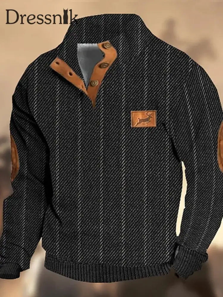 Herren Vintage Country Western Cashmere Strickband Mit Reiß Verschluss Lässiges