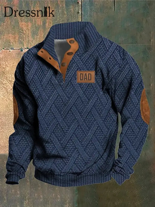 Herren Vintage Country Western Kaschmir Gestrickt Bedrucktes Reiß Verschluss Lässig Sweatshirt A / S