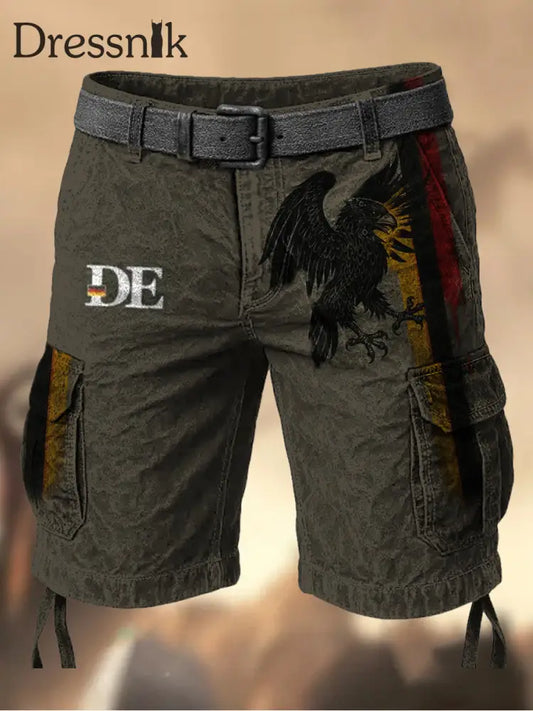 Herren Vintage Deutsche Flagge Adler Grafik Bedruckte Textur Freizeit-Cargo-Shorts A / M