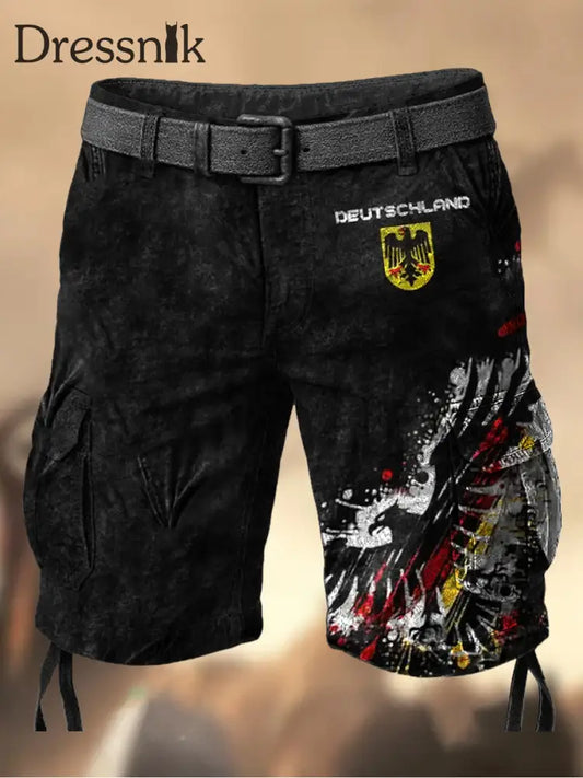 Herren Vintage Deutsche Flagge Adler Grafik Bedruckte Textur Freizeit-Cargo-Shorts A / M