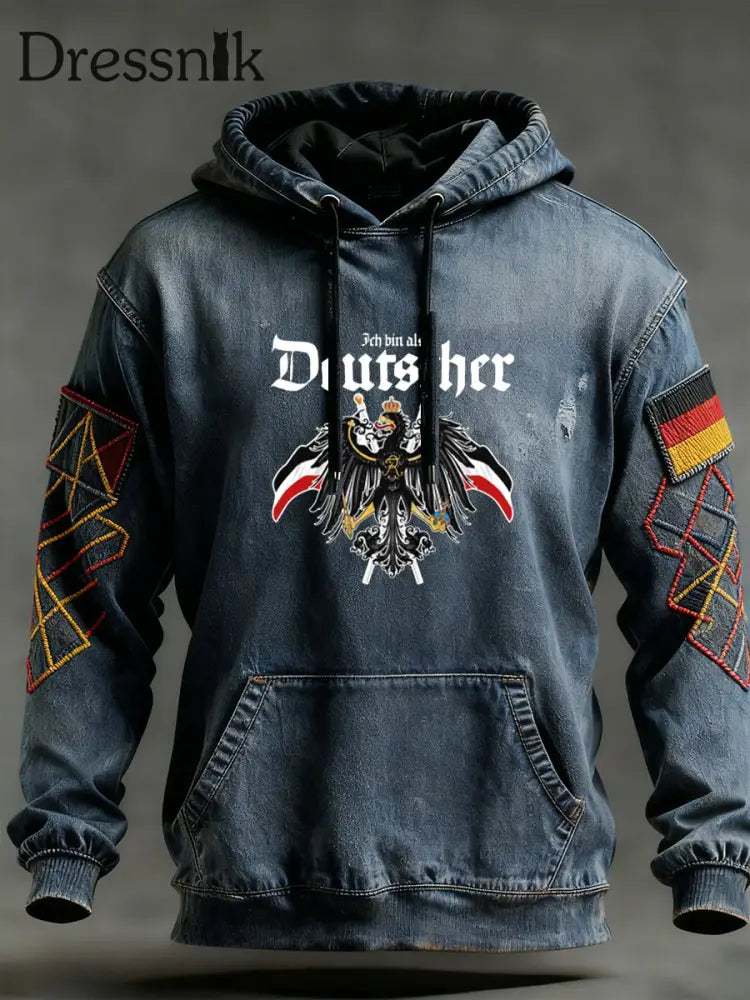 Herren Vintage Deutsche Flagge Kunstdruck Hoodie A / S