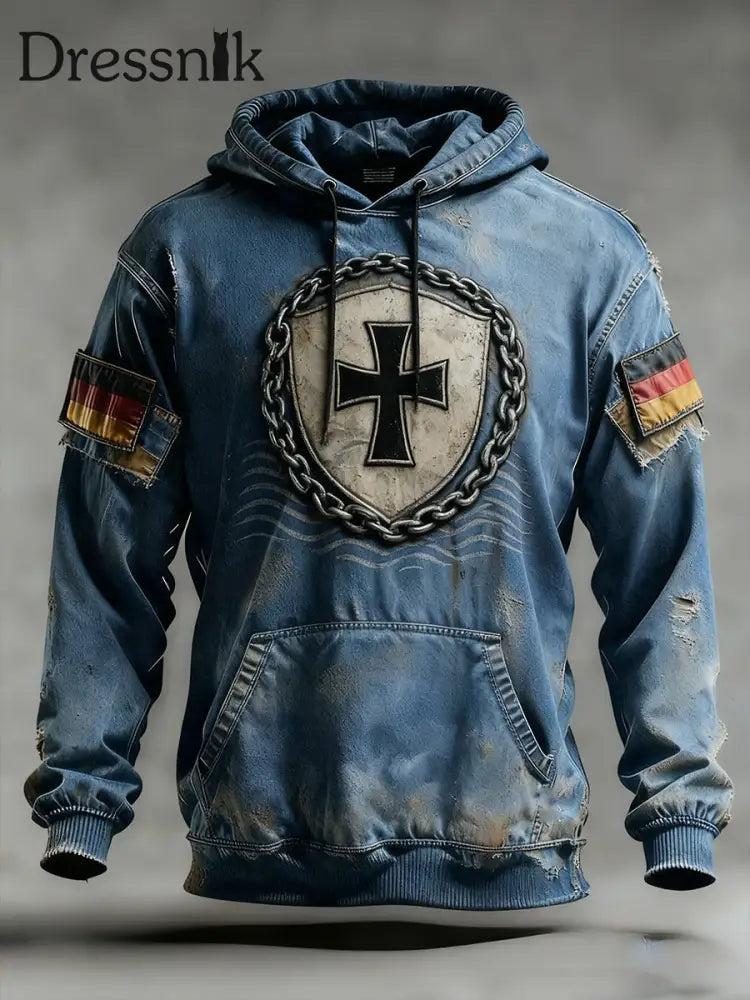 Herren Vintage Deutsche Flagge Kunstdruck Hoodie A / S