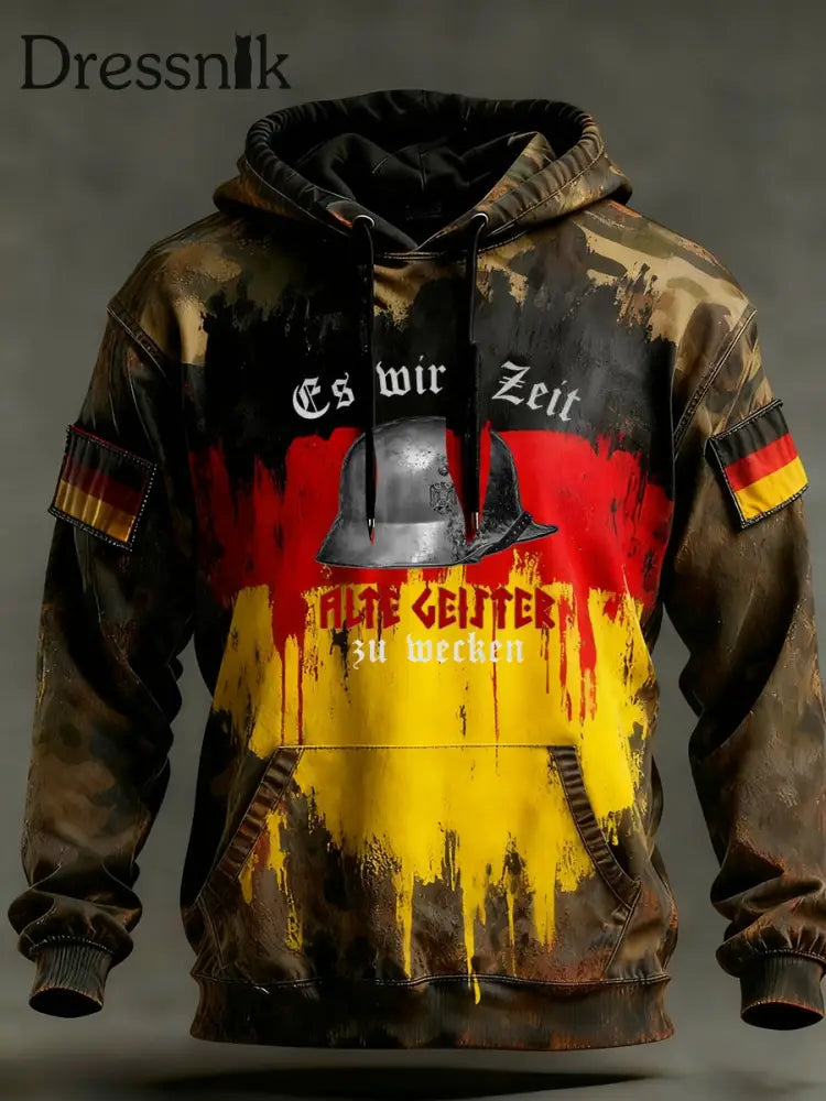 Herren Vintage Deutsche Flagge Kunstdruck Hoodie A / S