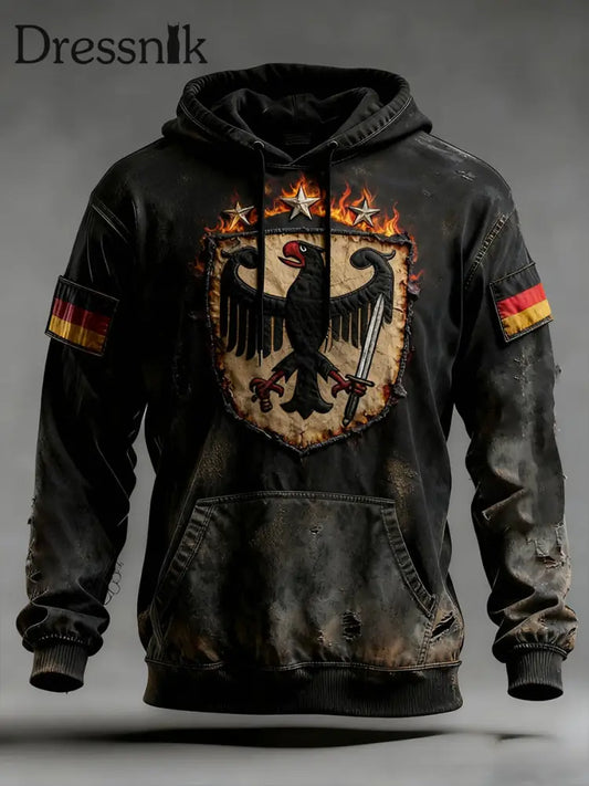 Herren Vintage Deutsche Flagge Kunstdruck Hoodie A / S