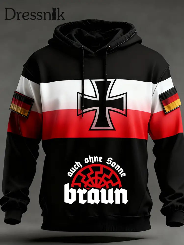 Herren Vintage Deutsche Flagge Kunstdruck Hoodie A / S