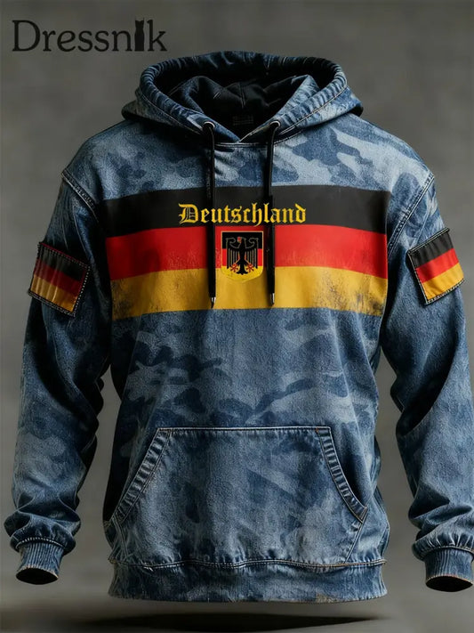 Herren Vintage Deutsche Flagge Kunstdruck Hoodie A / S
