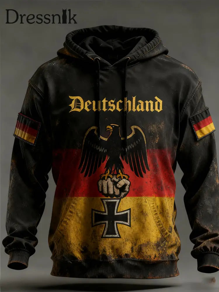 Herren Vintage Deutsche Flagge Kunstdruck Hoodie A / S