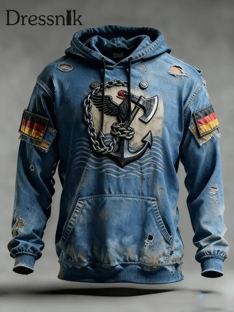Herren Vintage Deutsche Flagge Kunstdruck Hoodie A / S
