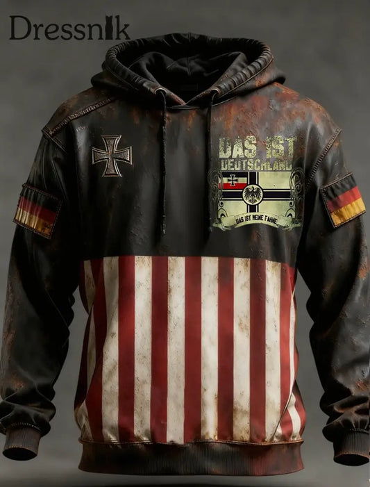 Herren Vintage Deutsche Flagge Kunstdruck Hoodie A / S